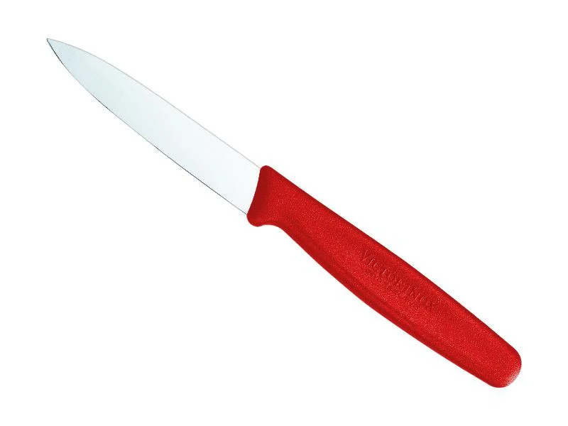 couteau victorinox office, manche droit polypropylène rouge, lame inox 8 cm