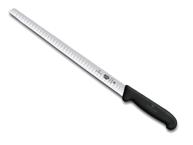 Couteau à saumon Victorinox noir avec lame inox alvéolée flexible 30 cm
