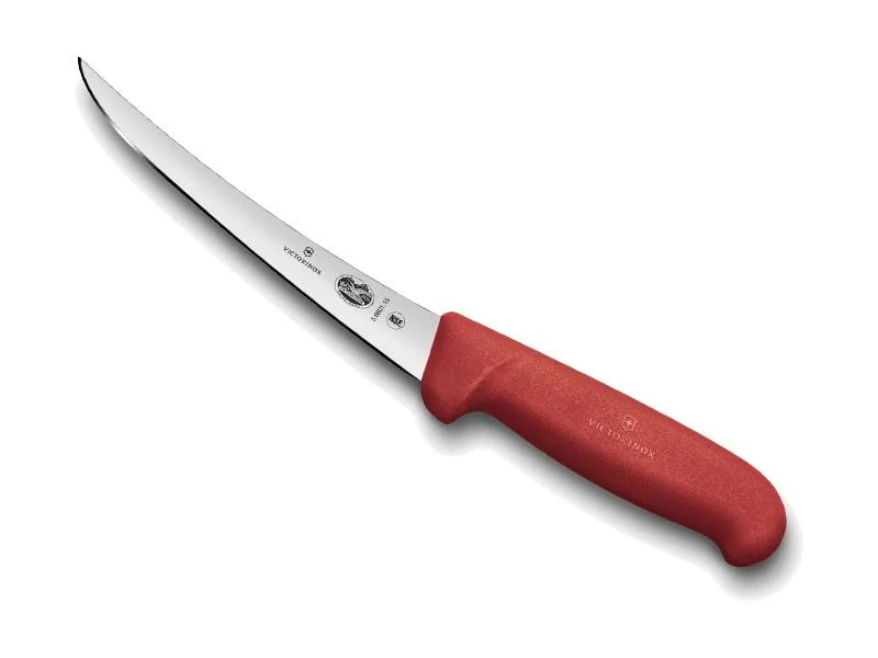 5_6601_15 couteau victorinox désosse, manche fibrox, couleur rouge, lame inox