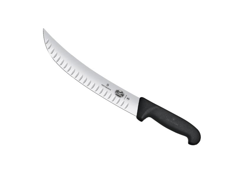 5_7323_25 couteau victorinox abattre, découpe, manche dual grip noir, lame inox alvéolée