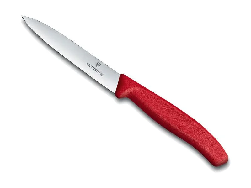 couteau victorinox office, manche polypropylène rouge, lame inox 10 cm