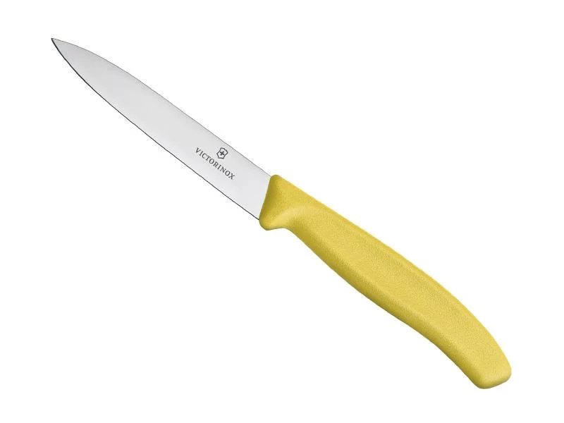 couteau victorinox office, manche polypropylène jaune, lame inox 10 cm
