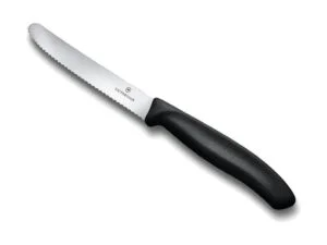 couteau victorinox table, manche polypropylène noir, lame inox crantée 11 cm